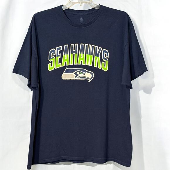 Seattle Seahawks NFL Team Apparel T-Shirt XXL Blue Neon Green Logo Cotton NWOT - Picture 1 of 4